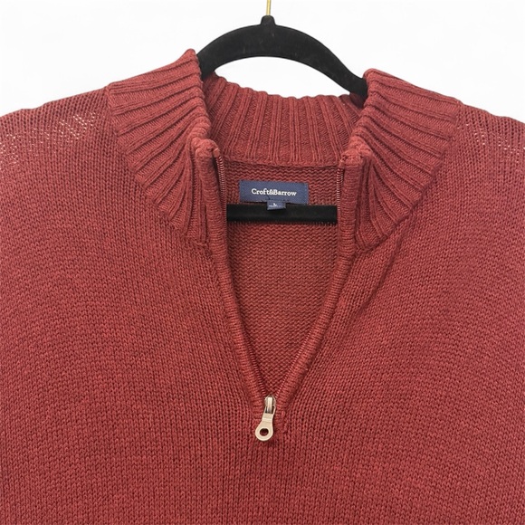 CROFT & BARROW Men's Maroon Quarter Zip-Up Long Sleeve Sweater Size Large - Picture 4 of 7